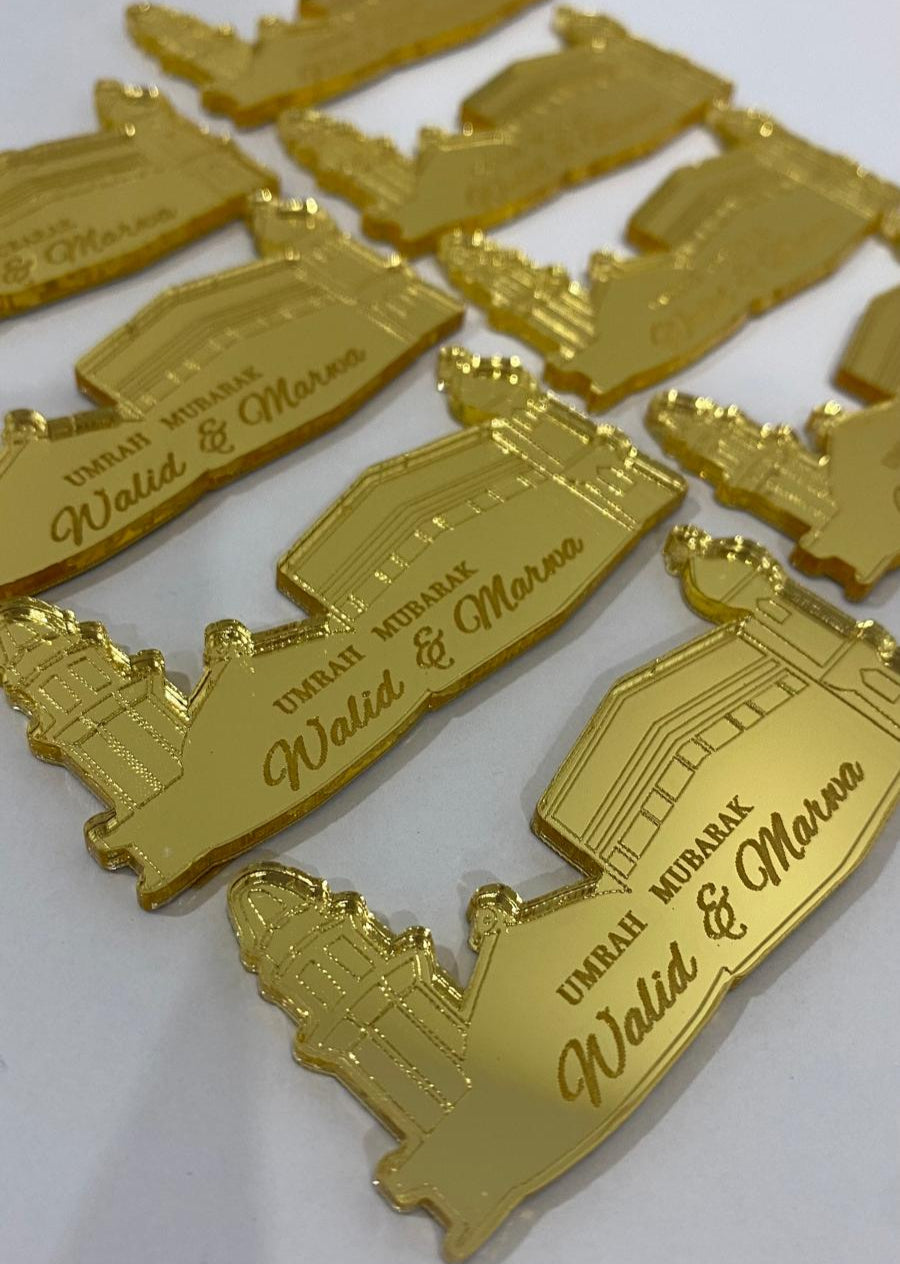 Kaaba Umrah Mubarak Acrylic tags